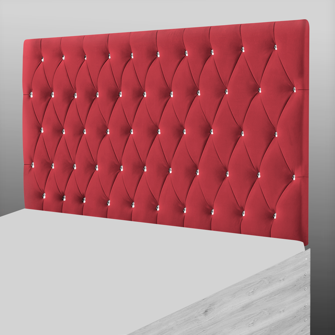 CHESTERFIELD HEADBOARD IN RED PLUSH