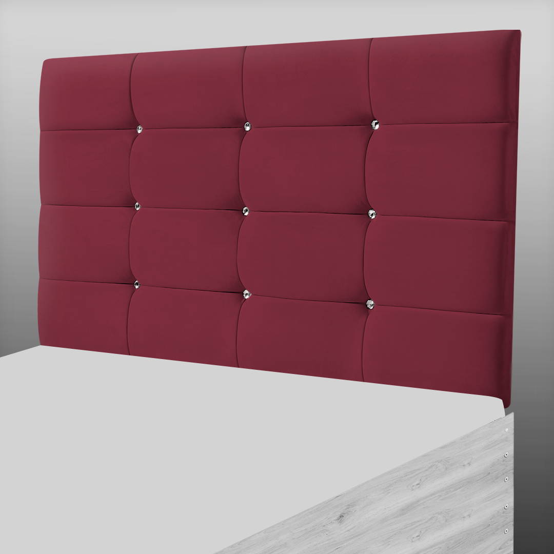 NEW CUBE HEADBOARD IN AUBERGINE PLUSH