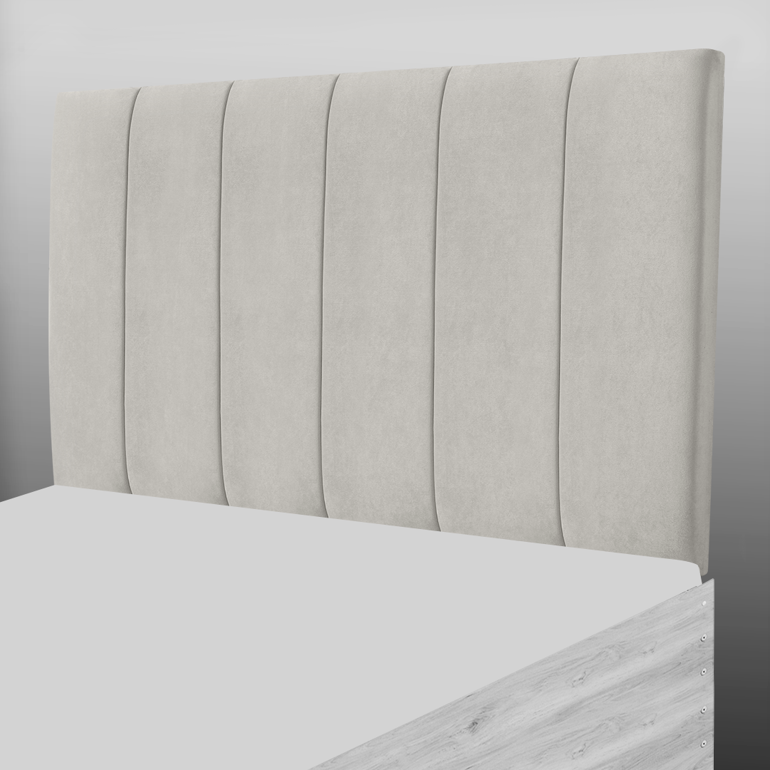 6 PANEL HEADBOARD IN CREAM SUEDE