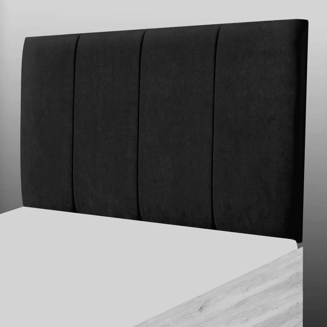 4 PANEL HEADBOARD IN BLACK SUEDE