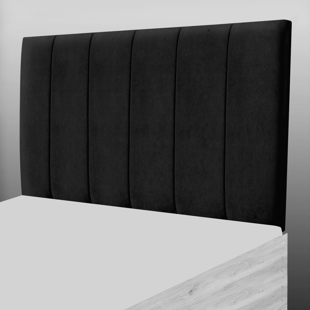 6 PANEL HEADBOARD IN BLACK SUEDE