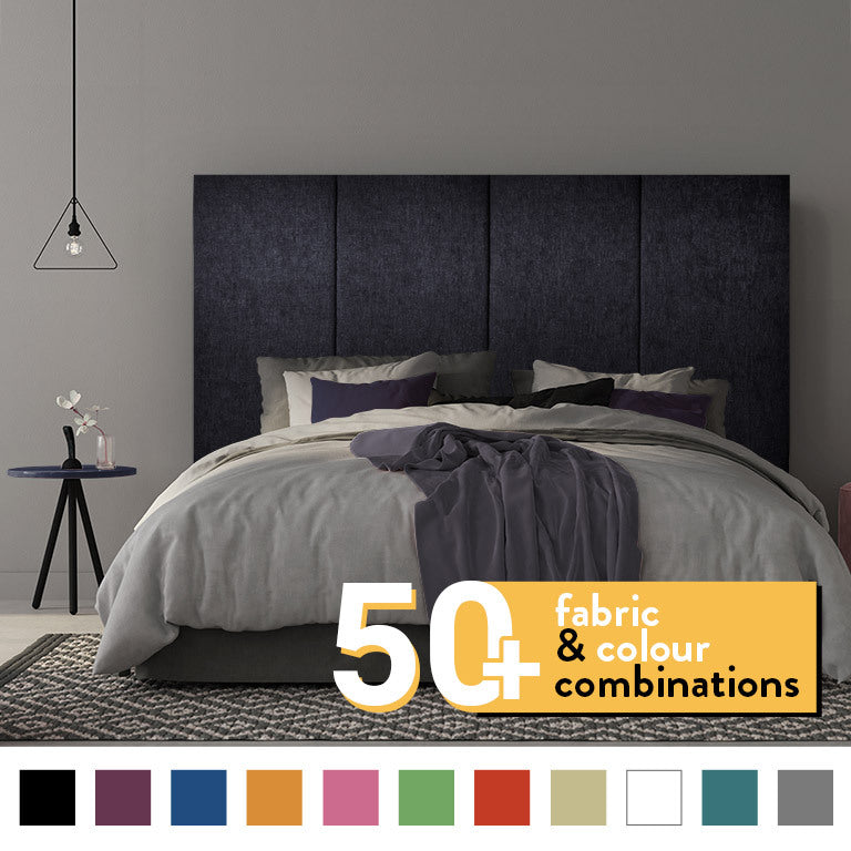 4 PANEL HEADBOARD IN BLACK CHENILLE