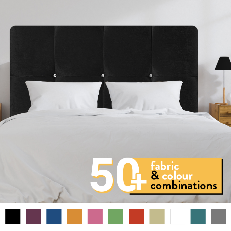 CUBE HEADBOARD IN BLACK CRUSH VELVET