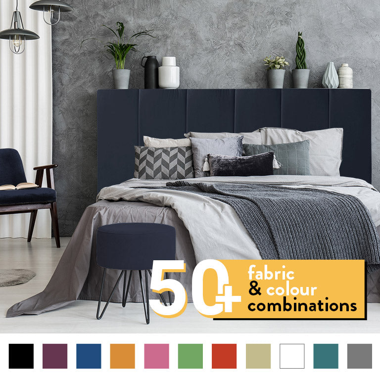 6 PANEL HEADBOARD IN BLACK PLUSH