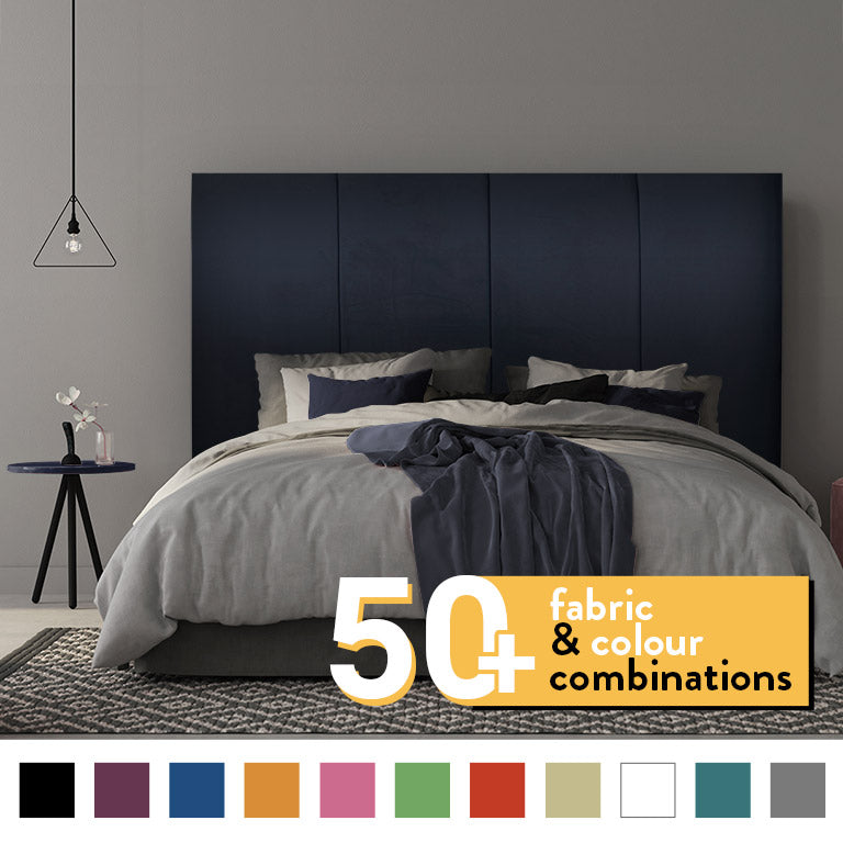 4 PANEL HEADBOARD IN BLACK PLUSH