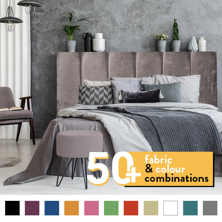 6 PANEL HEADBOARD IN CHAMPAGNE CRUSH VELVET