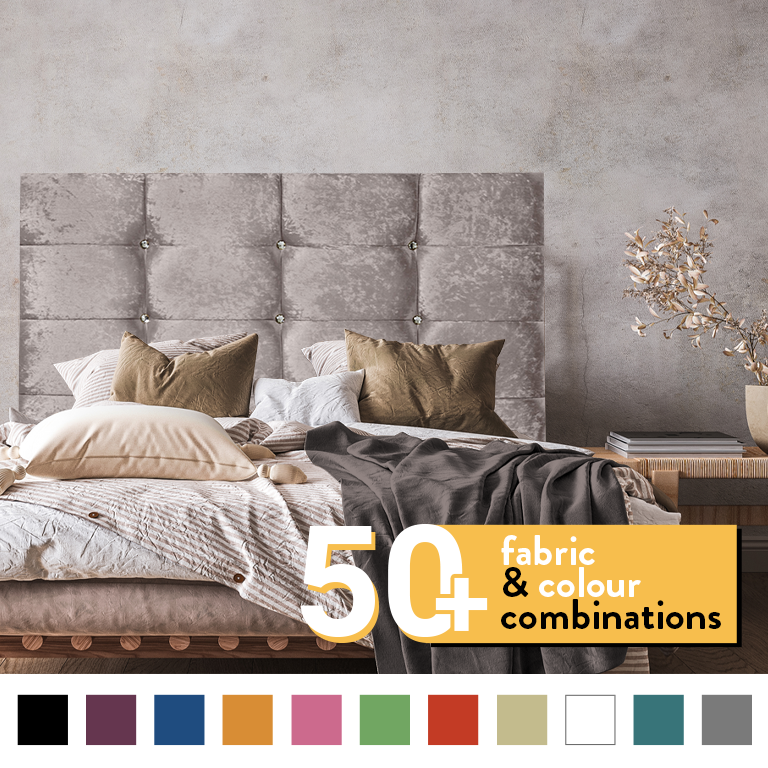 NEW CUBE HEADBOARD IN CHAMPAGNE CRUSH VELVET