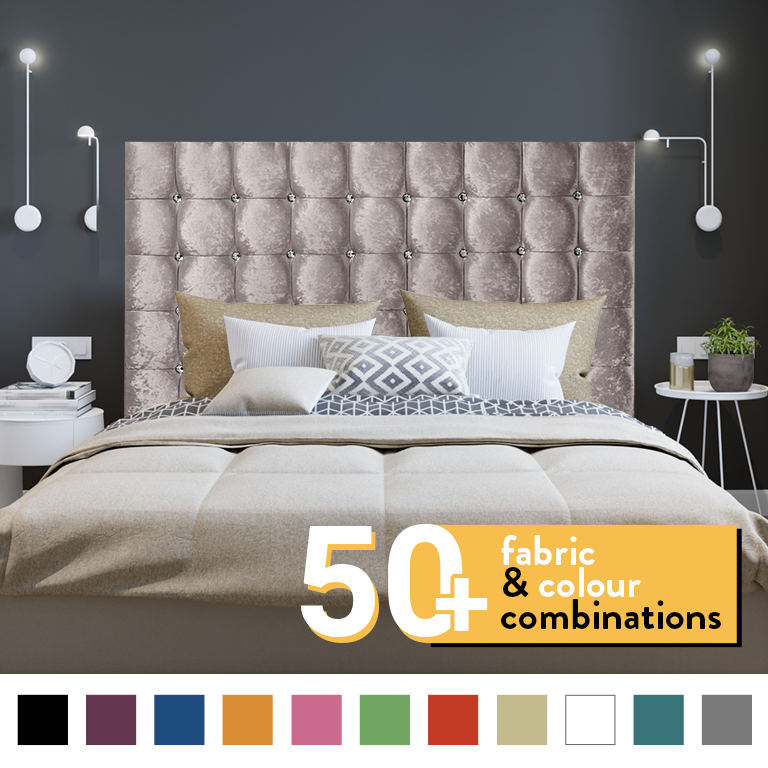 SUPER CUBE HEADBOARD IN CHAMPAGNE CRUSH VELVET