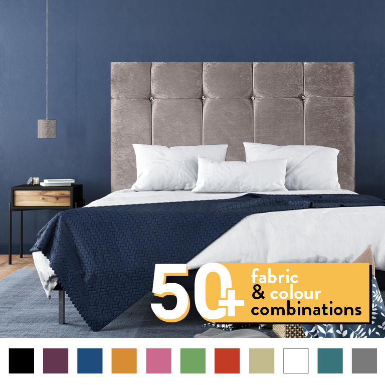 BORWICK HEADBOARD IN CHAMPAGNE CRUSH VELVET