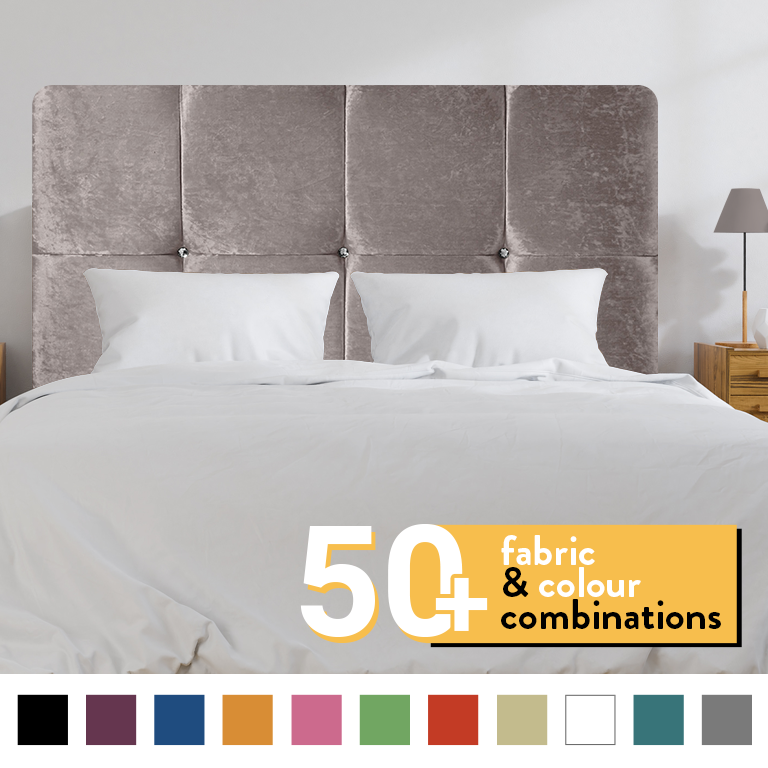 CUBE HEADBOARD IN CHAMPAGNE CRUSH VELVET