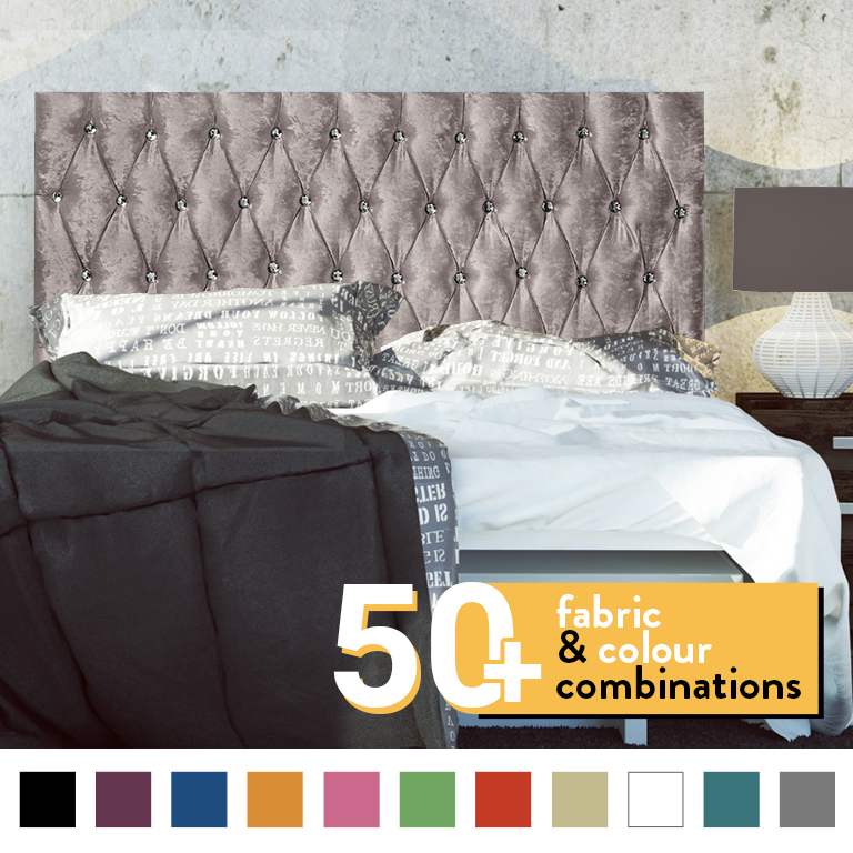 CHESTERFIELD HEADBOARD IN CHAMPAGNE CRUSH VELVET