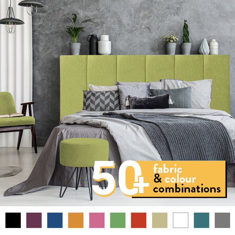 6 PANEL HEADBOARD IN GREEN CHENILLE