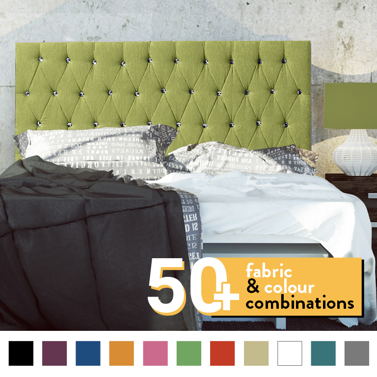 CHESTERFIELD HEADBOARD IN GREEN CHENILLE