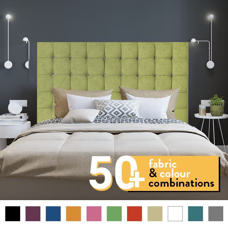 SUPER CUBE HEADBOARD IN GREEN CHENILLE