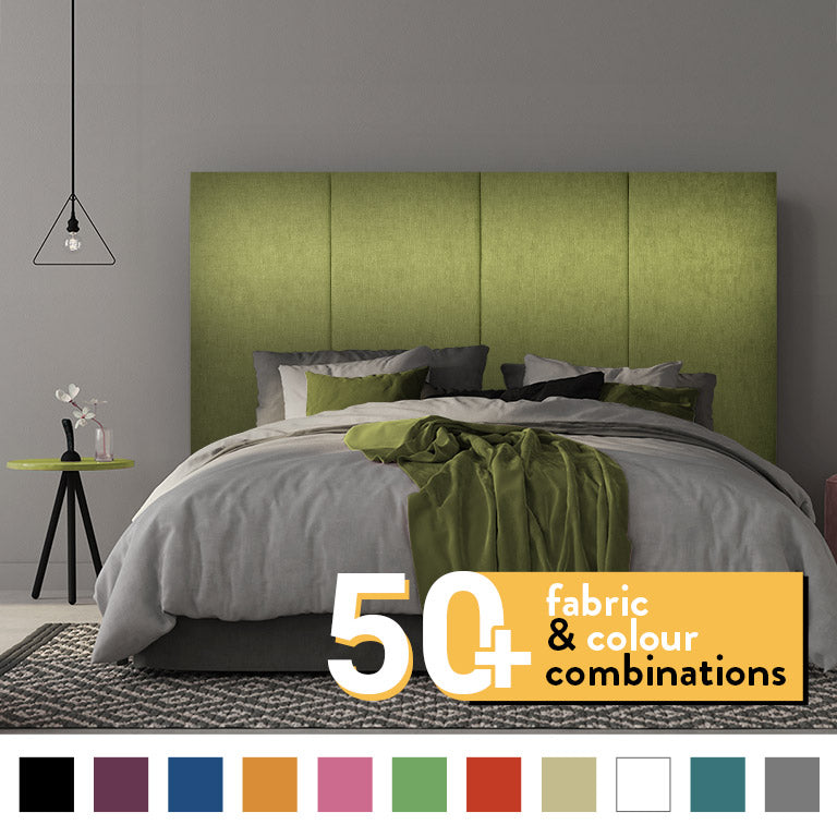 4 PANEL HEADBOARD IN GREEN CHENILLE