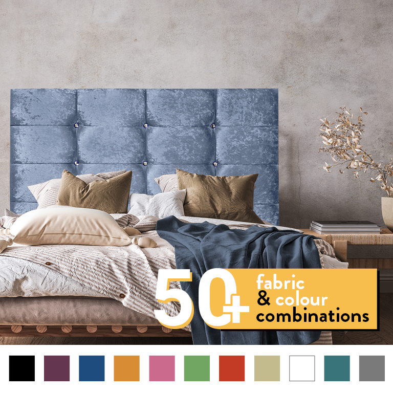 NEW CUBE HEADBOARD IN GREYSTONE CRUSH VELVET