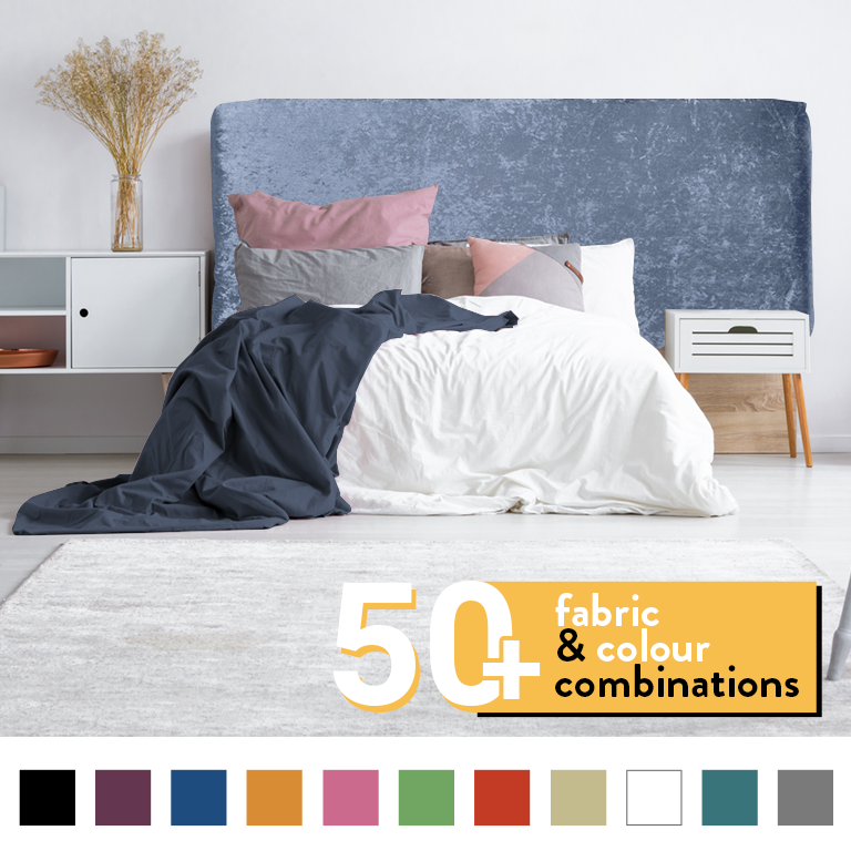 PLAIN HEADBOARD IN GREYSTONE CRUSH VELVET