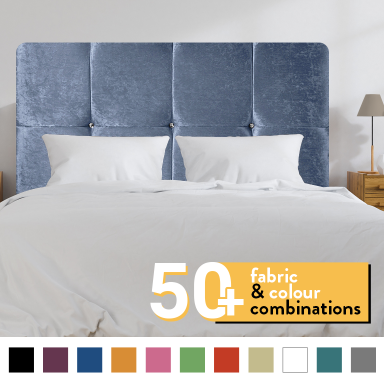 CUBE HEADBOARD IN GREYSTONE CRUSH VELVET