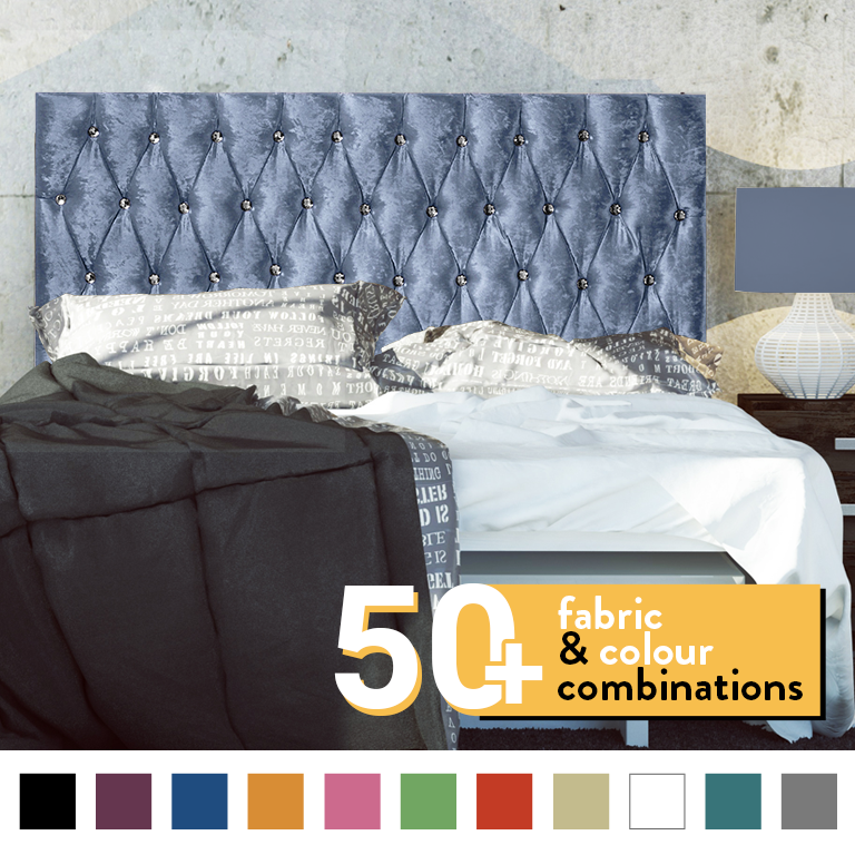 CHESTERFIELD HEADBOARD IN GREYSTONE CRUSH VELVET