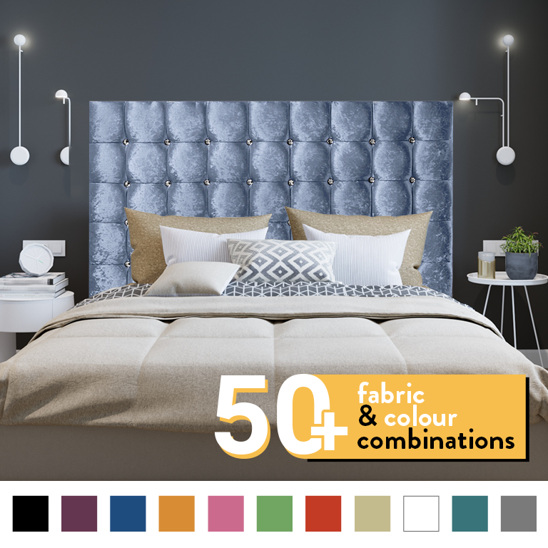 SUPER CUBE HEADBOARD IN GREYSTONE CRUSH VELVET