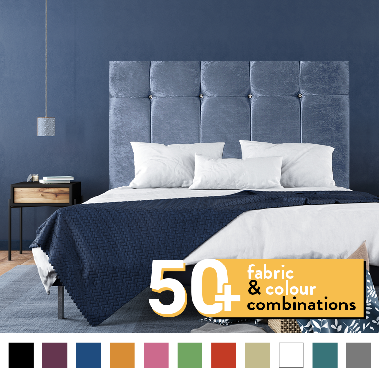 BORWICK HEADBOARD IN GREYSTONE CRUSH VELVET