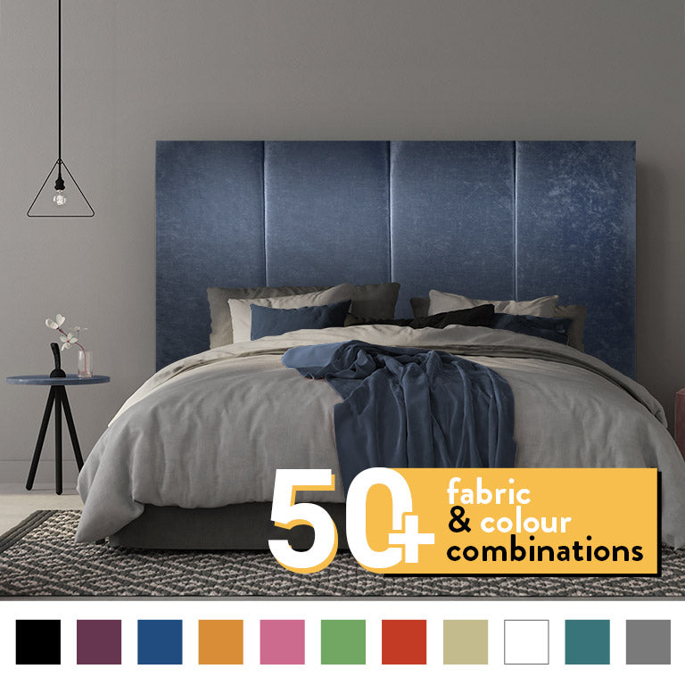 4 PANEL HEADBOARD IN GREYSTONE CRUSH VELVET