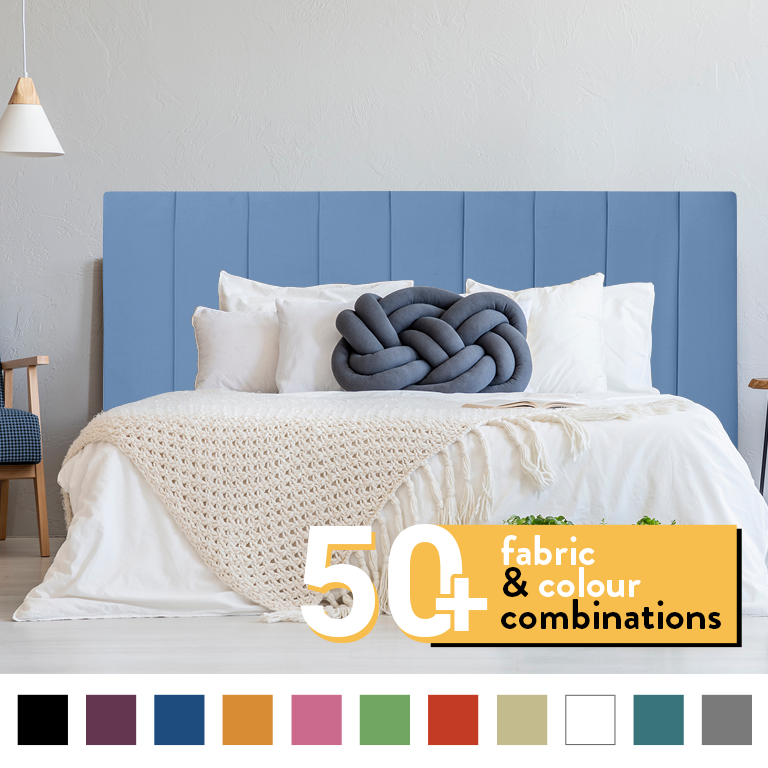 9 PANEL HEADBOARD IN SKY BLUE PLUSH