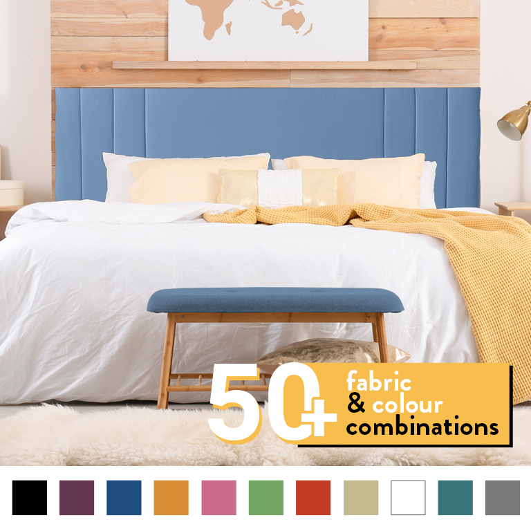 PANAMA HEADBOARD IN SKY BLUE PLUSH