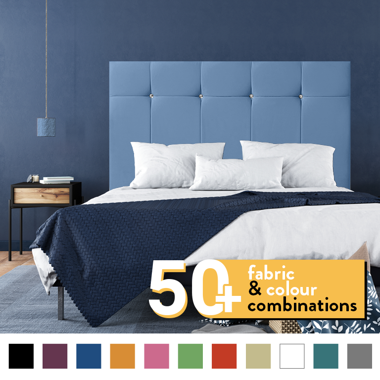 BORWICK HEADBOARD IN SKY BLUE PLUSH