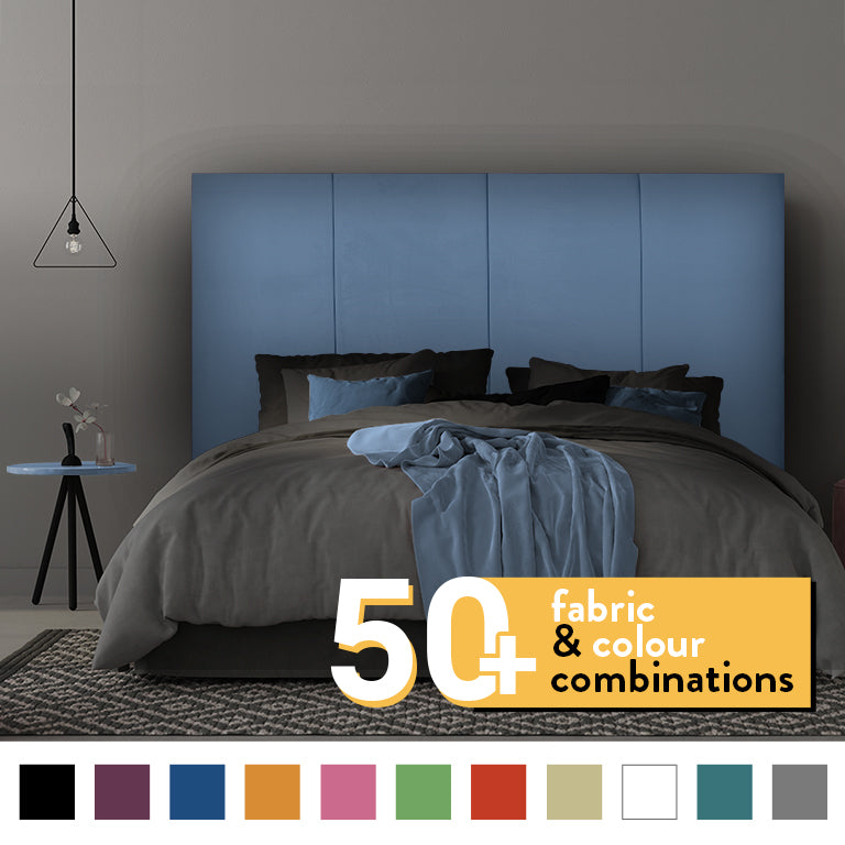 4 PANEL HEADBOARD IN SKY BLUE PLUSH