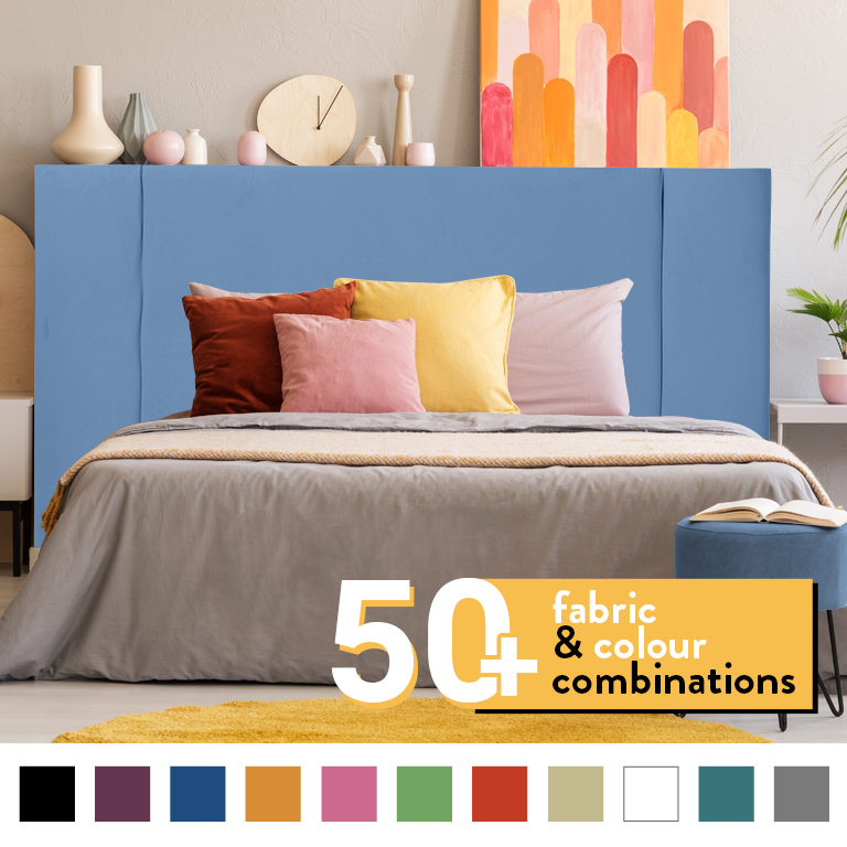 LINCOLN HEADBOARD IN SKY BLUE PLUSH