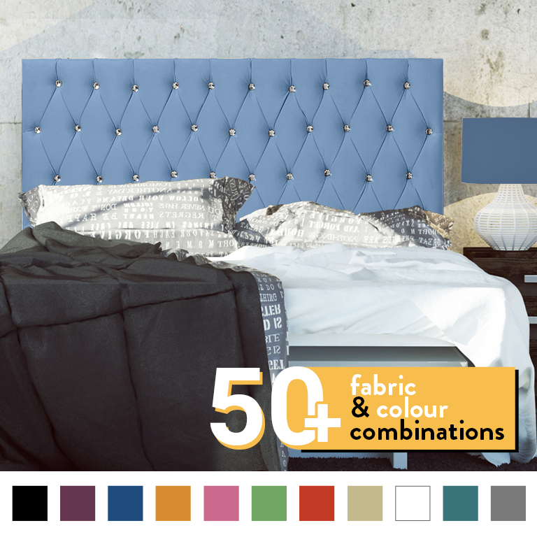 CHESTERFIELD HEADBOARD IN SKY BLUE PLUSH