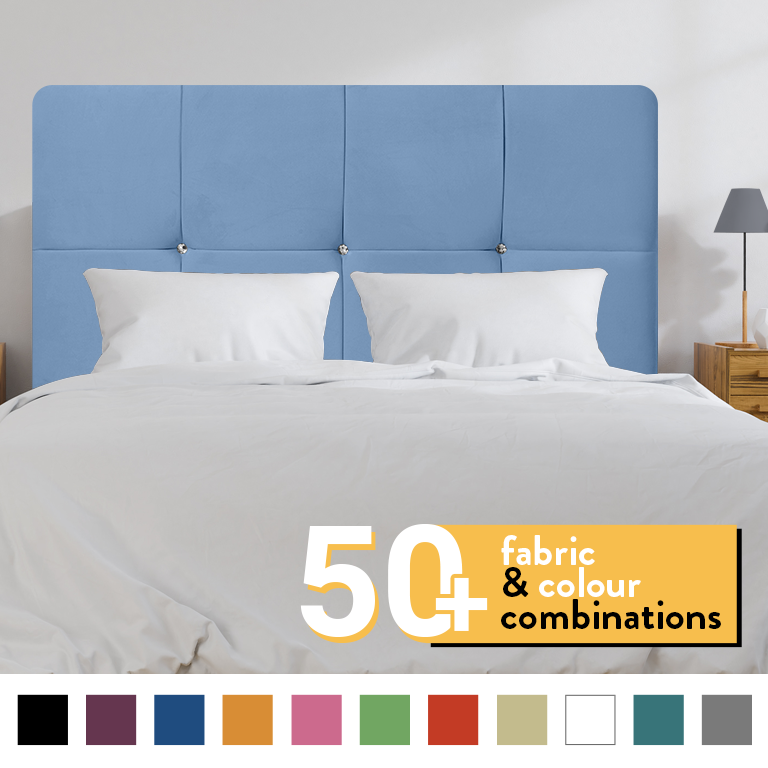 CUBE HEADBOARD IN SKY BLUE PLUSH