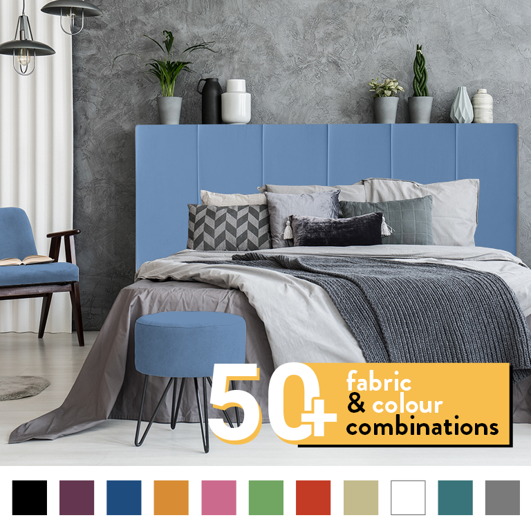 6 PANEL HEADBOARD IN SKY BLUE PLUSH