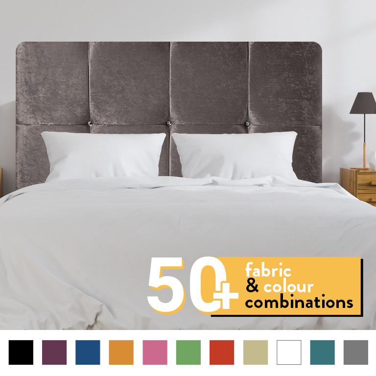 CUBE HEADBOARD IN TRUFFLE CRUSH VELVET